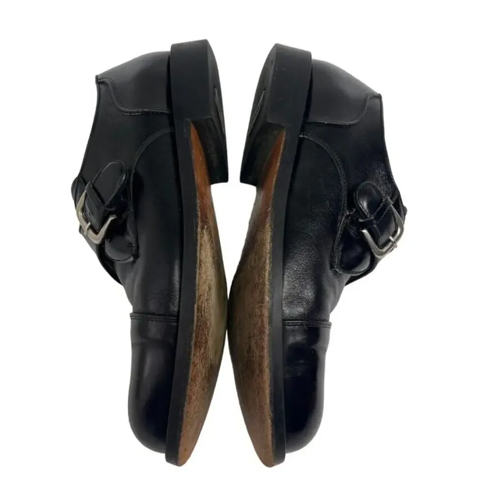 Casual Fridays Shoes Men's Size 11.5 M Black Leather Single Strap Monk Cap Toe